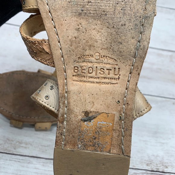 BedStu Henna Womens Leather Strappy Flat Sandals Size 8 Tan - Picture 5 of 12